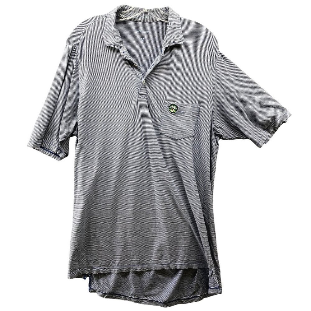 B Draddy Golf‎ Polo Shirt Mens M Blue White Striped Short Sleeve Pima Cotton